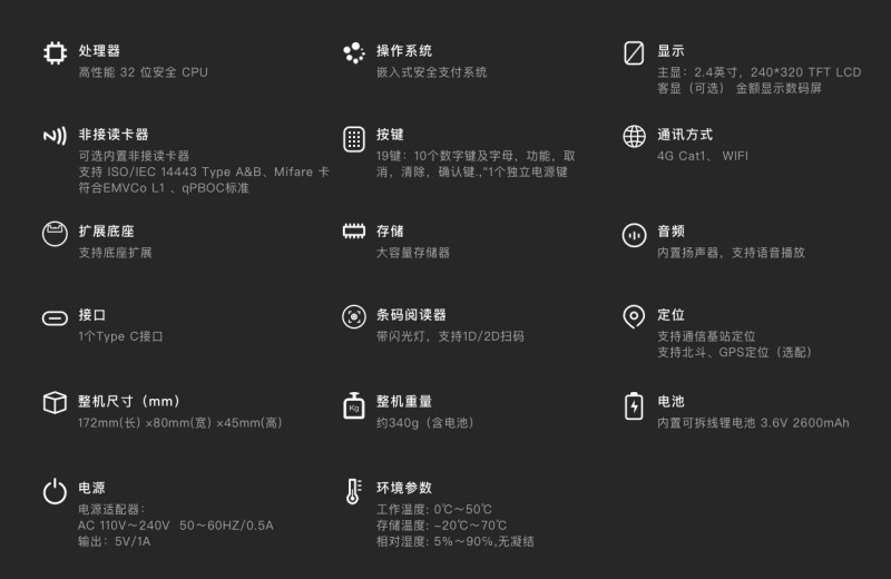 移動式刷卡掃碼支付終端，移動式食堂售飯機(jī)，美食城收款機(jī)